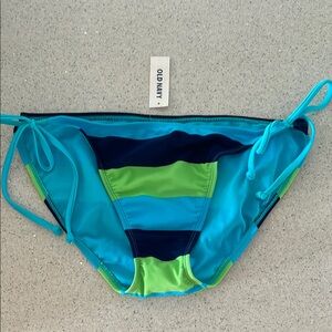 Old Navy Striped Bikini Bottom in Blue and Green
